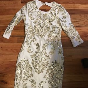 macy's gold sequin dress